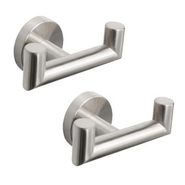 RuiJOTWAT 2Pcs Kitchen Bathroom Hooks, Wall-Mounted Heavy Duty Towel Rack, 304 Stainless Steel, for Hanging Towels, Clothes, Hats, Silver