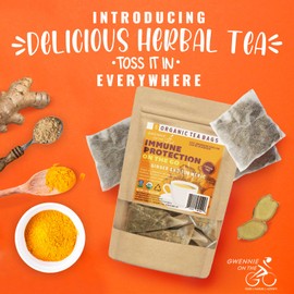 Gwennie on the GO – Immune Protection on the GO | Organic Ginger & Turmeric | USDA Certified| Digestive & Immune Support Herbal Tea |2-Pack | 5 Sachets | .44 oz