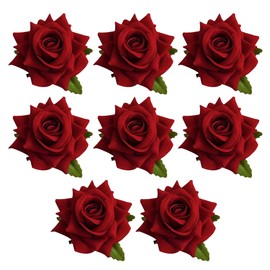 HAMILO Rose Flower Hairpin Hair Ornament Brooch Bride Bridal Decor (Set of 8)