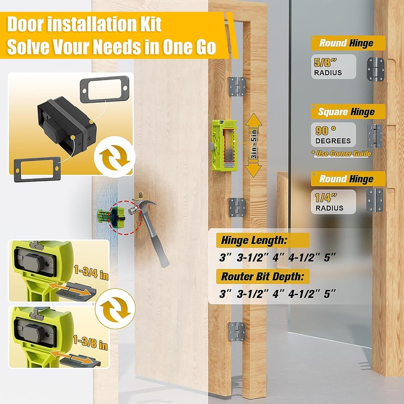 CNQLIS Door Hinge and Latch Installation Kit with Mortiser Template,