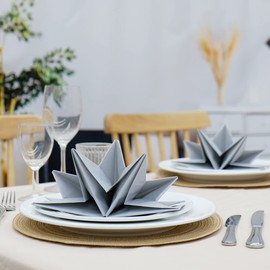 Fanxyware Star Shaped Origami Dinner Napkins in Silver (Gray) - Disposable - 12 Pack, 23" x 15", 3-Ply Paper - Style Name: Pop Gaze