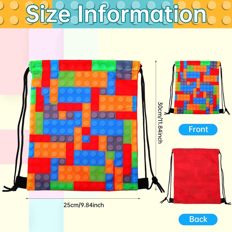 ausurme 12 Building Blocks Drawstring Bags12PCS Building Blocks Drawstring Gift