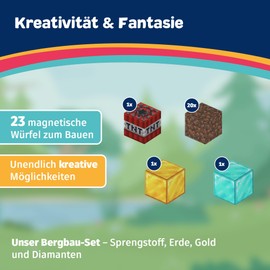 Home Kids World Magnetic Building Blocks - Mining AddOn - Contains 20 Magnetic Building Blocks in Mining - Independently Laboratory Tested, Flexible Construction