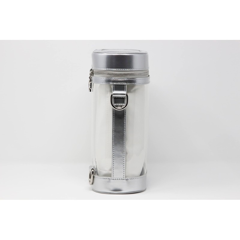 DOMINIE Clear Backpack Silver Holographic Leather Trim with Removable Interchangeable