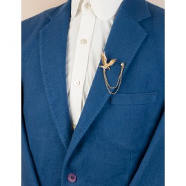 Knighthood Brooch Lapel Pin Gold Unicorn Horse With Stone And Hanging Tassel Chain Collar Pin Brooch, Lapel Pin Accessories for Men Women