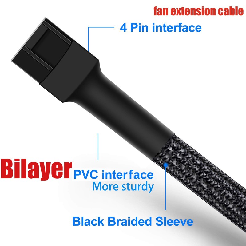 skineat 12" pwm Fan Extension Cable，4 pin Fan Extension Cable，Cable