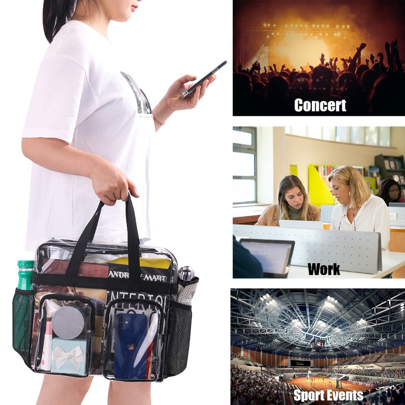 Oraben Clear Bag for Stadium Events 12x6x12 Gym Totes Clear