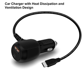 YINGAYOU Cavo da USB C Accendisigari per Auto 20W 40W 12V Cavo Accendisigari USB C Auto Doppia Porta PD&QC3.0 per Tablet, Telefoni, Cuffie, Dashcam, Fotocamere, GPS (Nero, 1.2 m/3.9 ft)