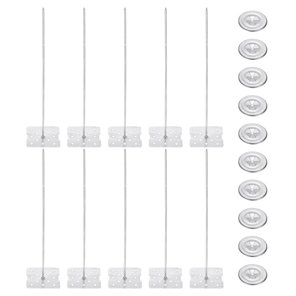 PATIKIL 220mm Perforierte Isolierstifte mit Rund-Unterlegscheibe, 50 Sets 2-Zoll-Isolierstifte Wandstecker