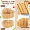 Qinyoung 2 Pcs Heart Wicker Picnic Basket with Handle Medium