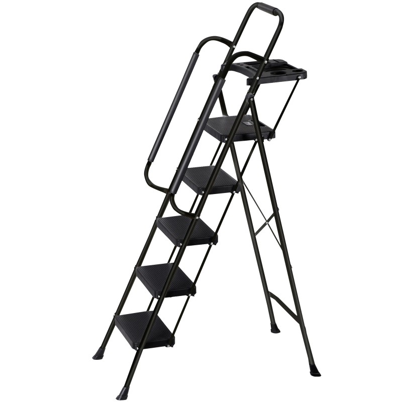 SEGAWE 5 Step Ladder with Handgrip 330Lbs Steel Step Stool