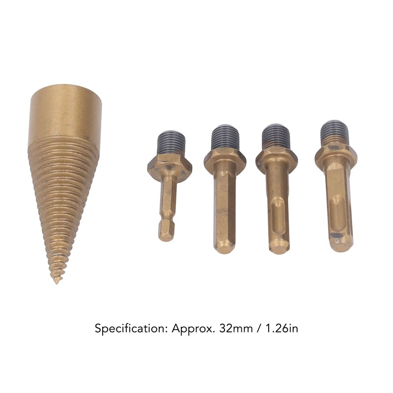 5Pcs Firewood Drill Bit 32mm Wood Log Splitter C45 Steel