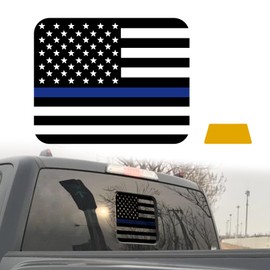Rear Middle Window American Flag Decal Compatible with Ford F150 F250 F350 2015-2022 2023 Back Sliding Window American US Flag Vinyl Decal -Auto Styling(Thin Blue Line)