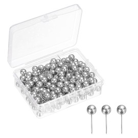 sourcing map 400 Pcs Push Pins, Map Thumb Tacks 6mm Round Head Decorative Push Pins for Bulletin Board Home Office Travel Wall DIY Crafts Map Photo, Silver