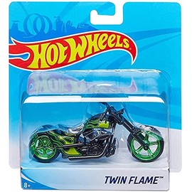 Hot Wheels Street Power Green Twin Flame Motorcycle