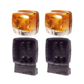 APUK 2x Front Side Lights Indicator Lamps & Support Brackets Replacement for John Deere Tractor