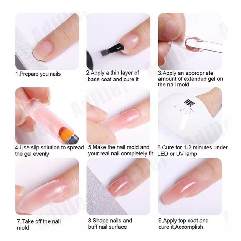 Adilier Kit Gel De Extención De Uñas Esmaltes Mate Cepillo