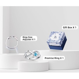 Jurikko Infinity Promise Rings for Her 925 Sterling Silver Love Heart Engagement Rings for Women Anniversary Jewelry Gift Size 5-12