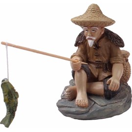 Mini Fisherman Figurines Resin Sitting Fishing Men, Garden Statue Ornament Fish Tank Micro Landscape Decor Garden Sculptures and Statues
