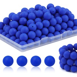 JMBOXBTQ 100Pcs Silicone Beads - 15mm Royal Blue Silicone Beads for Keychain Making, Pens, Bracelet Making