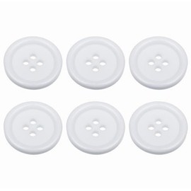 Pack of 6 White Sew on 23mm Round Buttons Flat 4 Holes 36L 36 Ligne