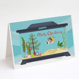 Caroline's Treasures CK4505GCA7P Butterfly Fish Merry Christmas Greeting Cards and Envelopes Pack of 8 Blank Cards with Envelopes Whimsical A7 Size 5x7 Blank Note Cards