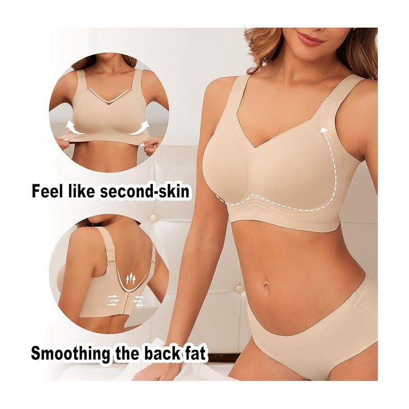 PoseFree Wireless Bras for Women Pack Full Coverage Comfortable &