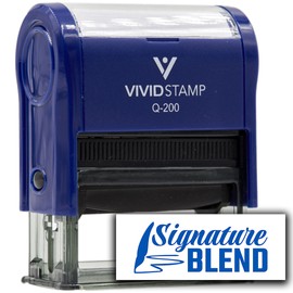 All Quality Signature Blend Self-Inking Rubber Stamp | Handcrafted Products - Large 3/4" x 1-7/8", Blue