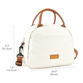 Linkidea Lunch Bag for Adult, Canvas Insulated Lunch Bag with Two Carrying Mode, Large Capacity Lunch Tote Bag with Zipper Fits Daily Use, Compatible with Bentgo, Ello, Natraprow, Iteryn (Beige)