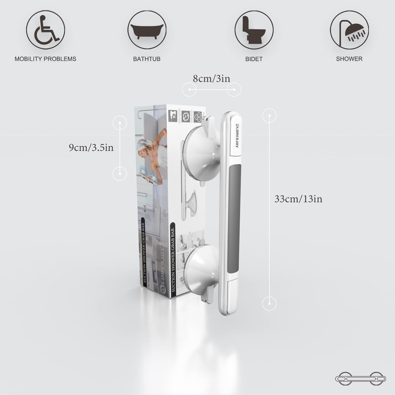 LORESJOY Shower Handles for Elderly Suction, Grab Bars for Bathtubs