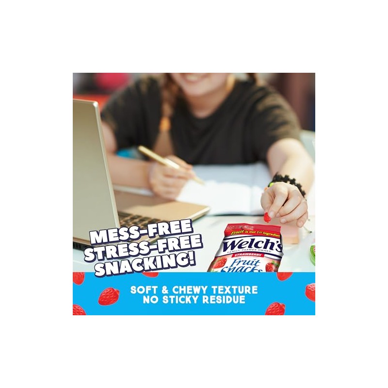 Welch's Fruit Snacks, Strawberry, Perfect for Sharing, Bulk Bag, 8