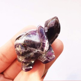 Manekieko Natural Amethyst Tortoise Crystals and Healing Stones, 35mm Carved Animal Collectible Sculpture Fengshui Healing Crystal