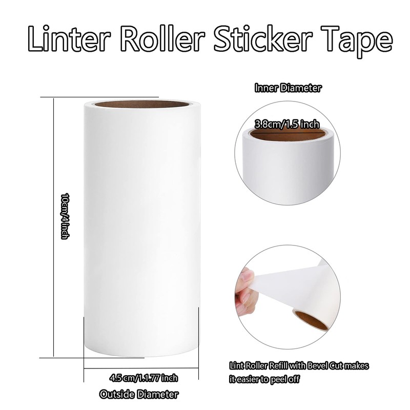 Meagtlva Linter Roller Sticker,6 Rolls Lint Roller Refill,4''(10cm) Refills Full