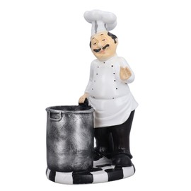 3D Resin Chef Figurine, 23x13.5x9.5cm Cartoon Resin Table Figurine Multifunctional Chef Statue Ornament Dining Table Decor for Kitchen Restaurant Cafe Bar