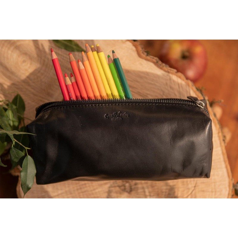 Gusti Ingemar Leather Pencil Case Black Leather