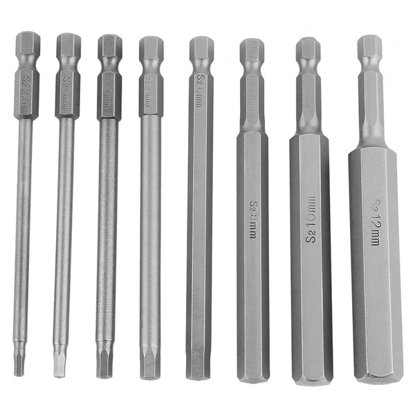 8 Pieces Screwdriver Bits 100 mm Length Hex Shank Head