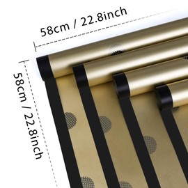 NESCCI 20 Sheet Flower Wrapping Paper - Waterproof Floral Bouquet Wrapping Paper, Florist Supplies Packaging Paper for Wedding Birthday Gift DIY (Gold-Black dots)