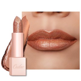 OULAC Moisturising Shine Lipstick Bronze, Shimmering Lipstick with Shiny Surface, Creamy Texture, Lip Care Lipstick for Moisturising Lips, Vegan (06) Precious Moment