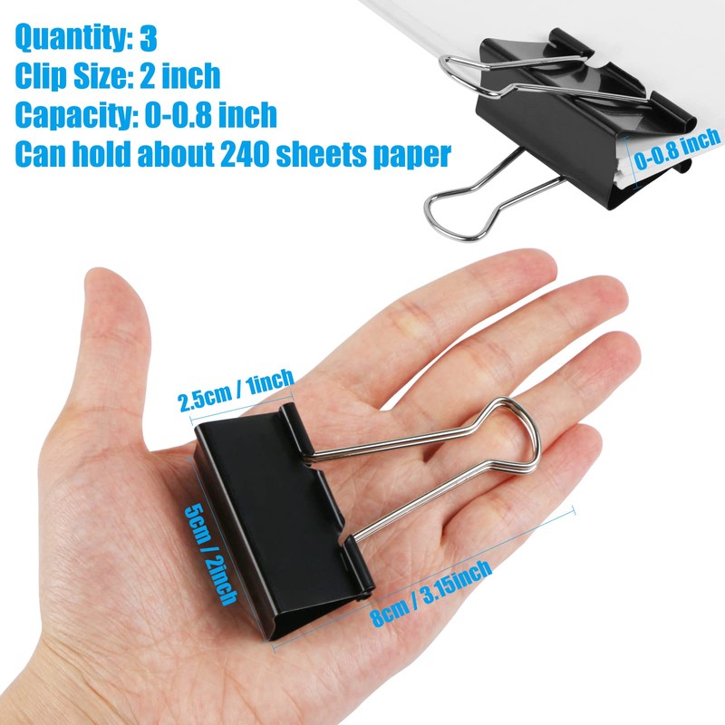 CABAX Extra Large Binder Clips 2-Inch, Big Paper Clamps for