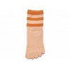 Cobeth Women's Silk Five Toe Socks Striped Pattern Orange