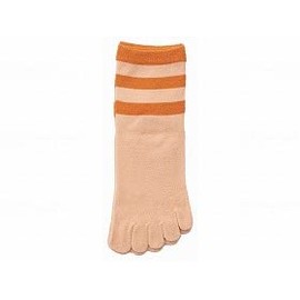 Cobeth Women's Silk Five Toe Socks Striped Pattern Orange