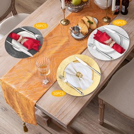 WANLECY 13 Inch Gold Charger Plates Set of 50Pcs, Reusable Round Dinner Plate, Service Plate Bulk for Wedding, Catering, Restaurant Table Setting