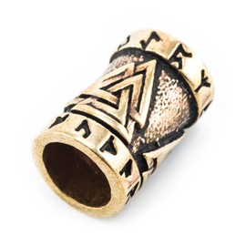 WINDALF Vikings Hair & Beard Pearl Valknut 15 mm Wotans Knot Viking Beard Jewellery Vintage Hair Accessories Bronze