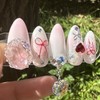 ❤️Guaranteed real product❤️Shining red heart handmade nail tips - Almond