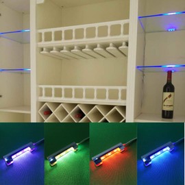 AIBOO AIBOO LED Glasbodenbeleuchtung Farbig 4er Set,Clips Glaskantenbeleuchtung RGB Farbwechsel LED Vitrinenbeleuchtung,LED Schrankbeleuchtung Vitrine mit Fernbedienung