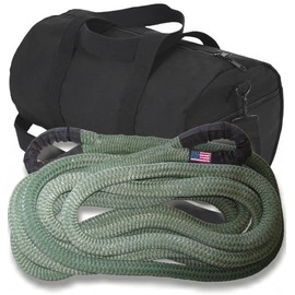 U.S. Made Military Green Safe-T-Line® Kinetic Recovery (Snatch) Rope - 1 inch X 30 ft with Heavy-Duty Carry Bag (4X4 Vehicle Recovery)