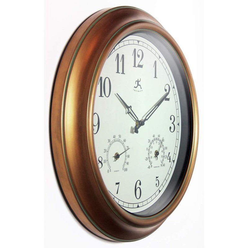 Infinity Instruments Craftsman 18 inch Copper Petina Outdoor Clock Thermometer