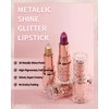 Lippenstift mit Pailletten, Metallic-Lippenstift, matt, langanhaltend, hochpigmentiert, schimmernd, wasserfest, Lippenbalsam,