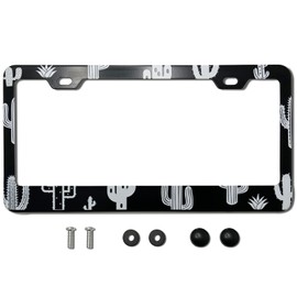 XHuiZio Moon Trees Deer Mountains License Plate Frame for Women/Men, Black Stainless Steel License Plate Frame 2 Holes & Screws for Car, 12x6 Inch Fits Standard US/CA