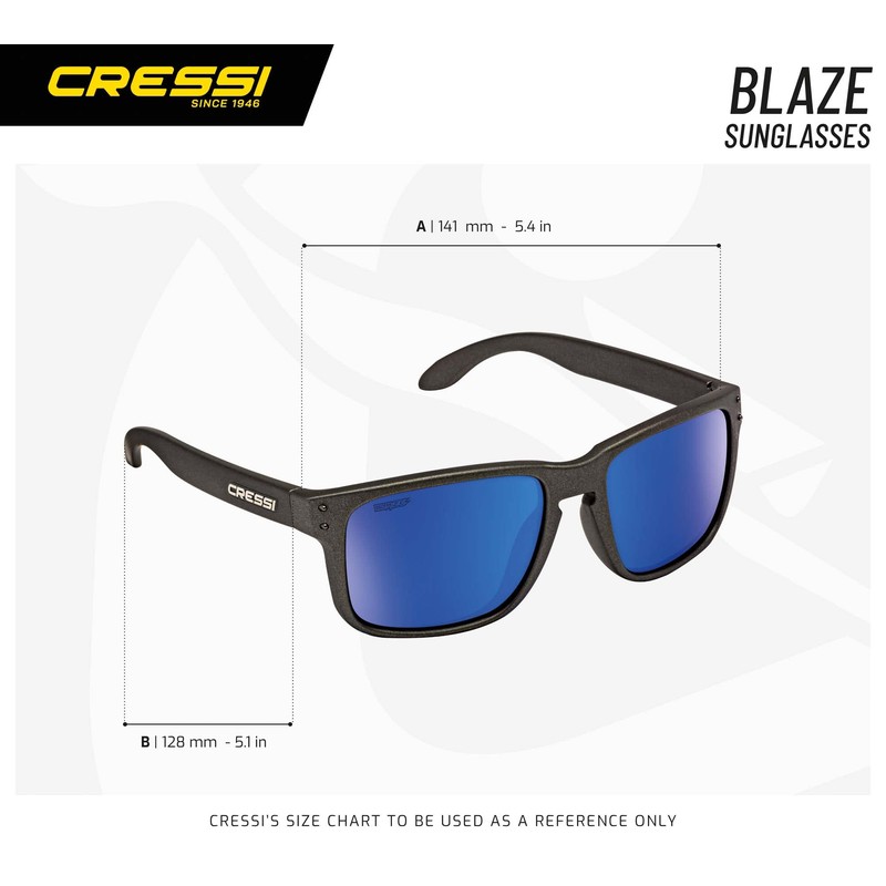 Cressi Unisex Blaze Sunglass - Matt Black/Mirrored Lens Orange, One